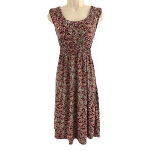 BCBG Maxazria Red Snakeskin Print Sleeveless Print Size XL Smocked Waist Summer